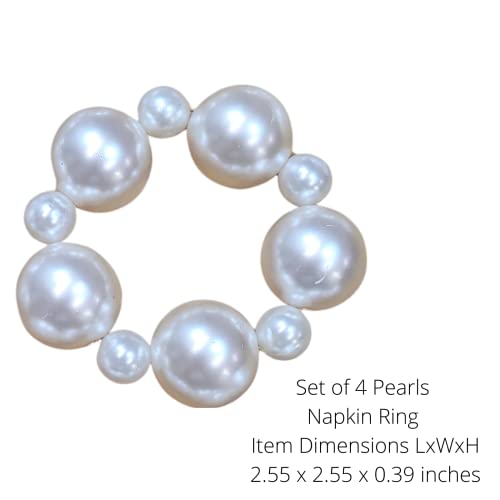 Set of 4 Imitation Pearl Ball Beaded Napkin Rings Mother's Day, Valentines