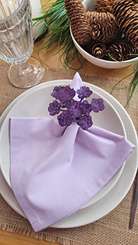 Charlo's Set of 4 Lilac 100% Cotton Solid Cloth Napkins 15" by 15" Washable Reusable