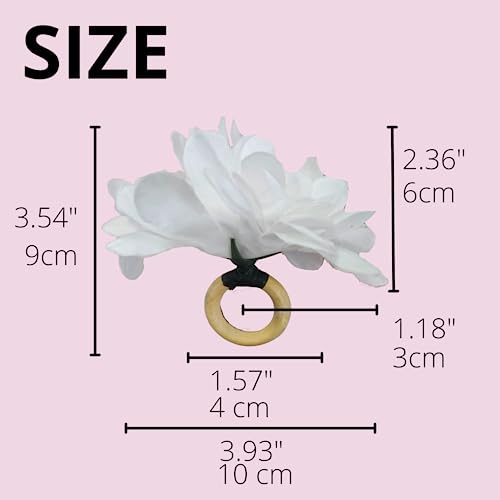 Charlo's Wholesale Set of 40 Snow White Chrysanthemum Flower Napkin Rings for party, wedding, shopkeeper, birthday, restaurant