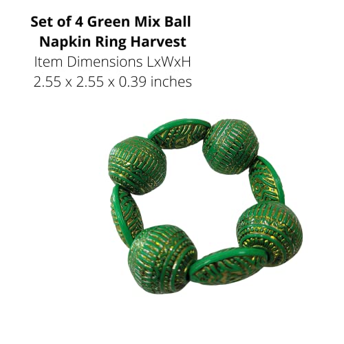 Set of 4 Beaded Green Mix Ball Napkin Ring