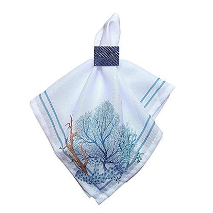 Charlo's Cloth Napkins Set of 4 Blue Coral 16" by 16" - Blue