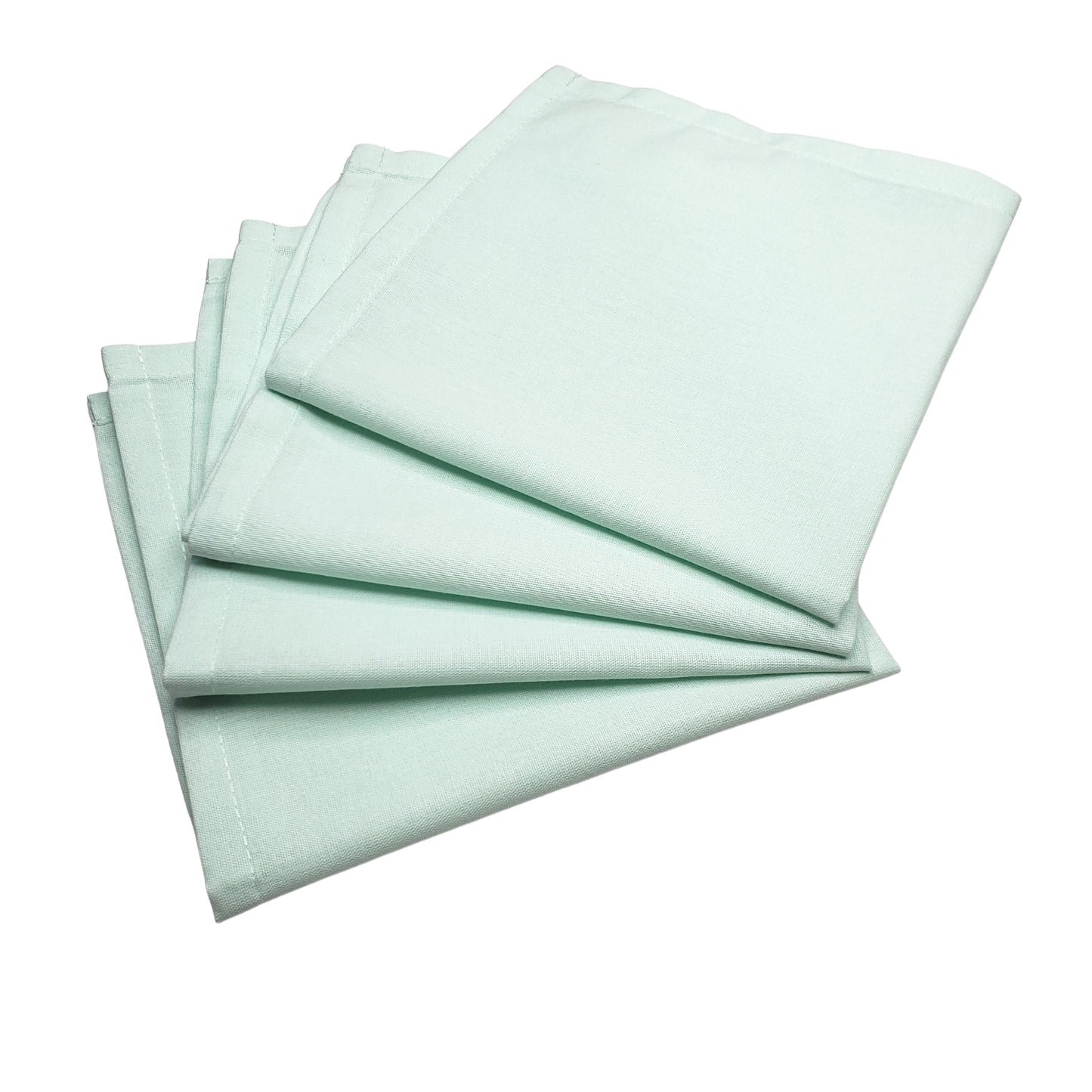 Charlo's Set of 4 Water Green 100% Cotton Solid Cloth Napkins 15" by 15" Washable Reusable