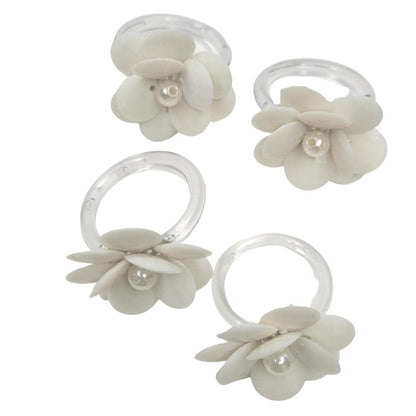 Charlo's Set of 4 White Delicate Flower Napkin Rings for Wedding, Thanksgiving, Christmas, Wedding, Banquet, Birthday