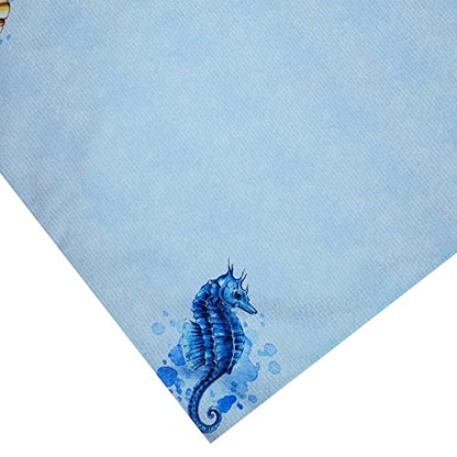 Charlo's Cloth Napkins Set of 4 Blue Seas 16" by 16" - Blue