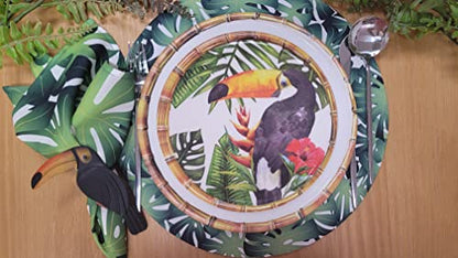 Set of 4 Round Placemats Covers Monstera Leaf Reply 14 Dia inch