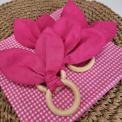 Maison Charlo | Easter Set of 4 Rose Pink Bunny Ears Napkin Rings | Dining Table Decor