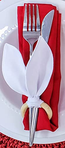 Maison Charlo | Set of 4 White Bunny Ears Napkin Rings | Easter Decorations for Table