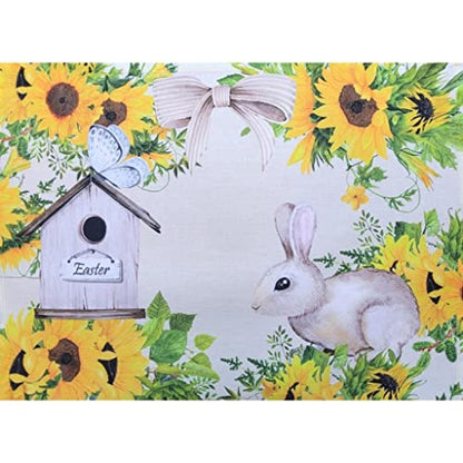 Set of 4 Sunflower Waterproof Rectangular Placemats Easter 17" x 13"