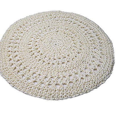 Charlo's Set of 4 Off White Sustainable Rustic Chic Round Placemats 16" x 16"