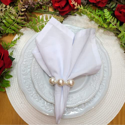 Set of 4 Imitation Pearl Ball Beaded Napkin Rings Mother's Day, Valentines