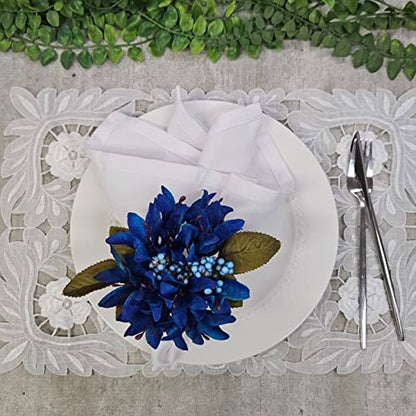 Maison Charlo Set of 4 Royal Blue Lilies Flower Celebration Napkin Rings