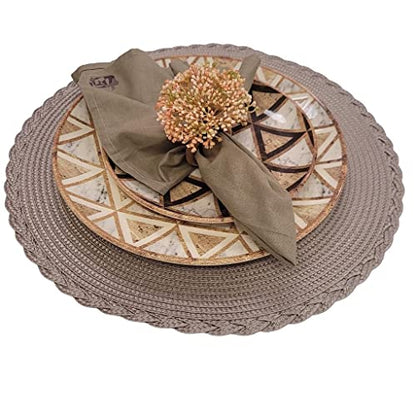 Set of 4 Tabletop Collection Indoor/Outdoor Noar Fendi Round Placemat 15" Dia