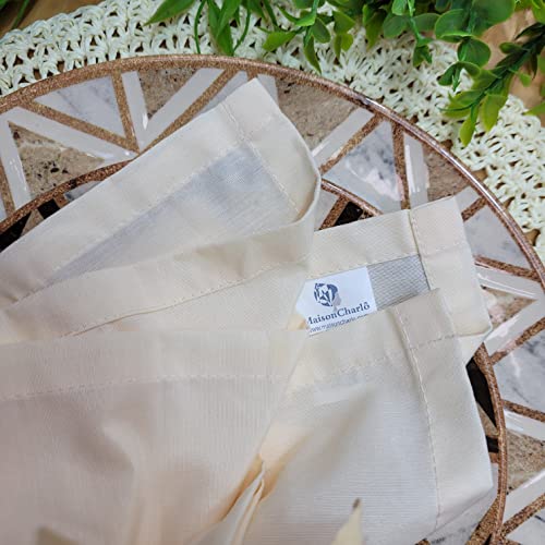 Charlo's Set of 4 Off White 100% Cotton Solid Cloth Napkins 15" by 15" Washable Reusable