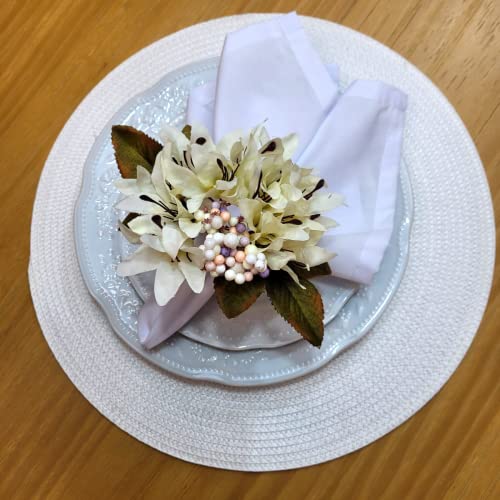 Maison Charlo Set of 4 Off White Lilies Flower Celebration Napkin Rings