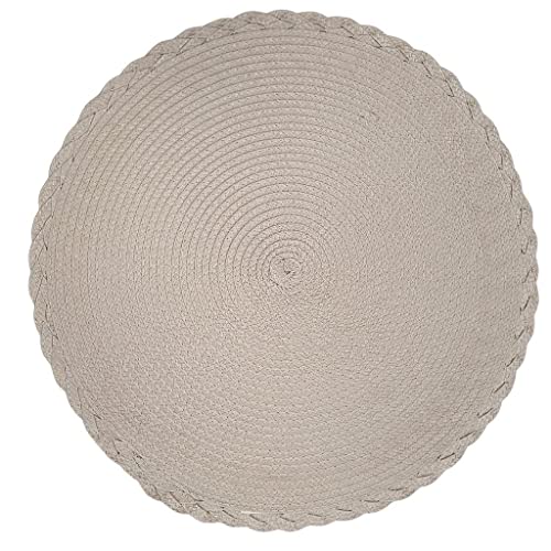 Set of 4 Tabletop Collection Indoor/Outdoor Beige Noar Round Placemat 15" Dia