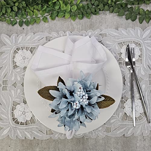 Maison Charlo Set of 4 Ice Blue Lilies Flower Celebration Napkin Rings