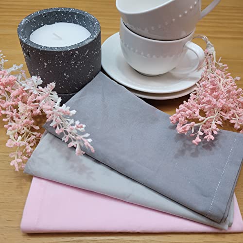 Charlo's Set of 4 Grey 100% Cotton Solid Cloth Napkins 15" by 15" Washable Reusable