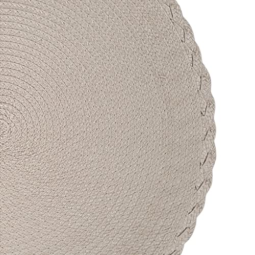 Set of 4 Tabletop Collection Indoor/Outdoor Beige Noar Round Placemat 15" Dia