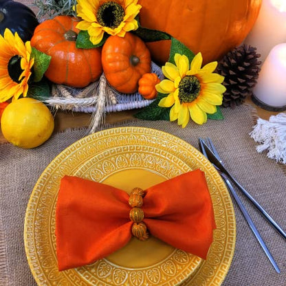 Set of 4 Beaded Orange Gold Napkin Ring