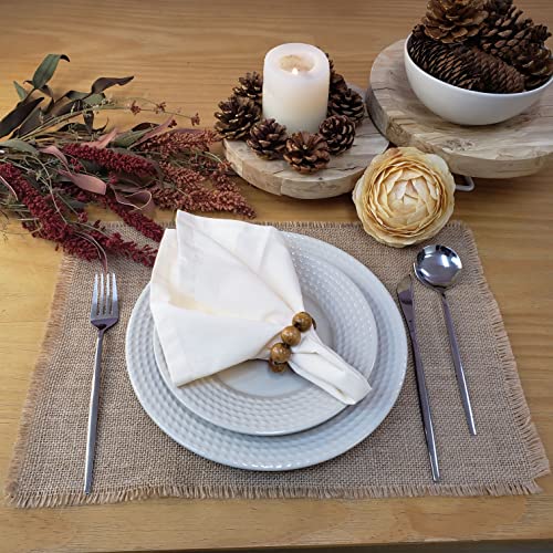 Charlo's Set of 4 Off White 100% Cotton Solid Cloth Napkins 15" by 15" Washable Reusable