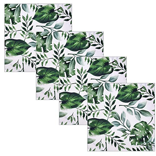 Charlo's Cloth Napkins Set of 4 Monstera Tropical Leaf II 16" by 16" - Green