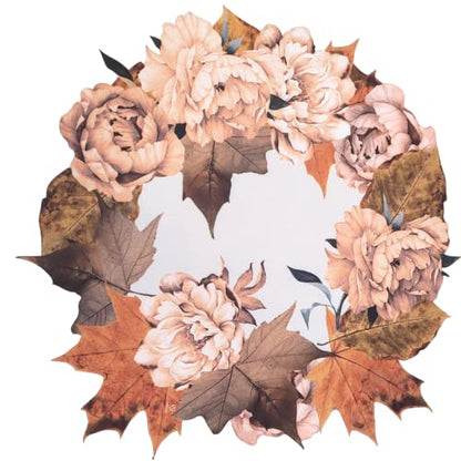 Set of 4 Waterproof Premium Placemats Thanksgiving Maple Flower Wreath