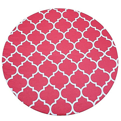 Set of 4 Round Placemats Covers 14 Dia inch Red Arabesque