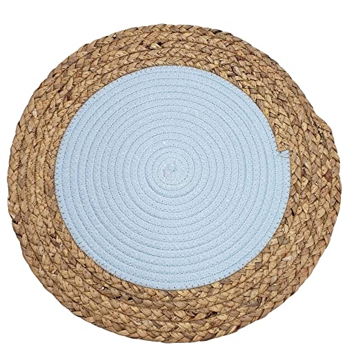 Charlo's Set of 4 Natural Fibers Sousplat Placemat Gypsy Glacial Blue 16 inch dia