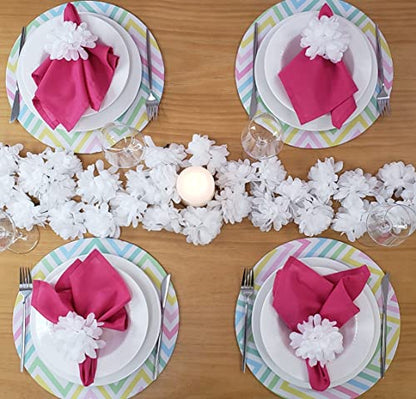 Charlo's Wholesale Set of 40 Snow White Chrysanthemum Flower Napkin Rings for party, wedding, shopkeeper, birthday, restaurant