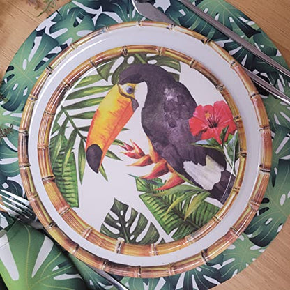 Set of 4 Round Placemats Covers Monstera Leaf Reply 14 Dia inch