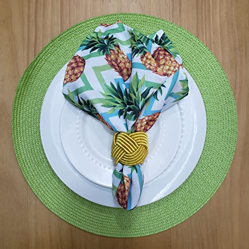 Charlo's Cloth Napkins Set of 4 Pineapple Zigzag 16" by 16" - Green