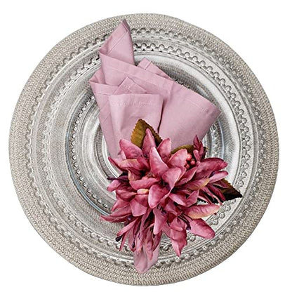 Set of 4 Tabletop Collection Indoor/Outdoor Silver Round Placemat 15" Dia