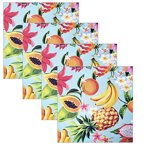 Charlo's Cloth Napkins Set of 4 Salad Fruit  16" by 16" - Blue