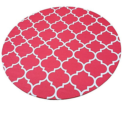 Set of 4 Round Placemats Covers 14 Dia inch Red Arabesque