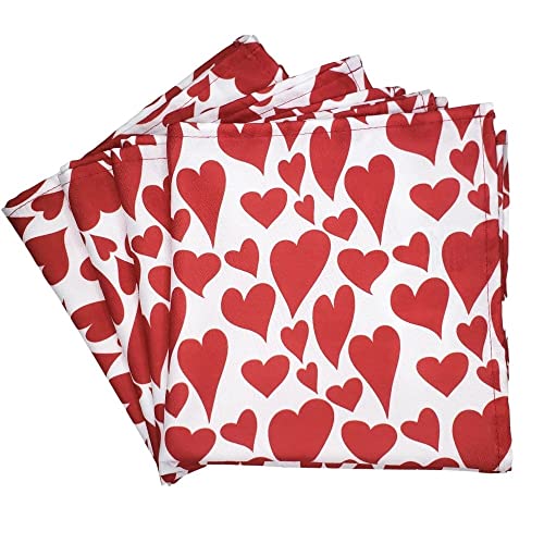 Charlo's Cloth Napkins Set of 4 Heart l 16" by 16" - Red