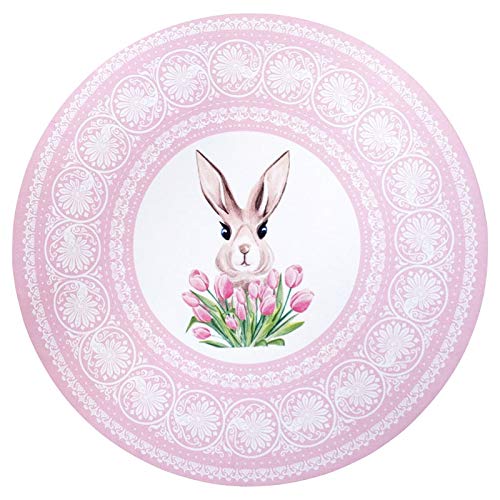 Set of 4 Easter Synthetic Covers for Round Placemats 14" Dia Border Rose