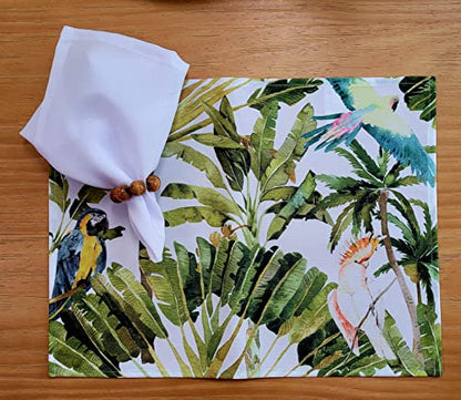 Charlo's Set of 4 Waterproof Rectangular Placemats Brazilian Parrot 17X13