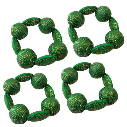 Set of 4 Beaded Green Mix Ball Napkin Ring