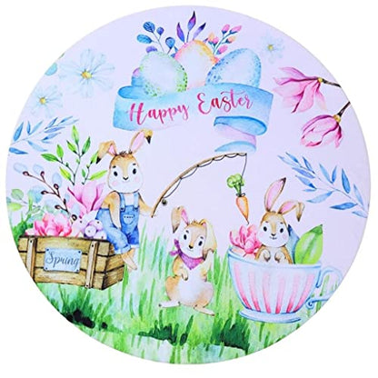 Set of 4 Synthetic Covers for Round Placemats Happy Easter Garden of Joy 14" Dia