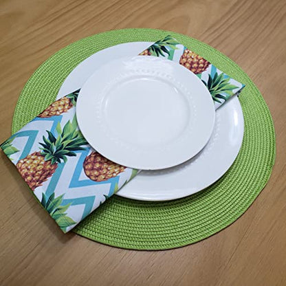 Charlo's Cloth Napkins Set of 4 Pineapple Zigzag 16" by 16" - Green