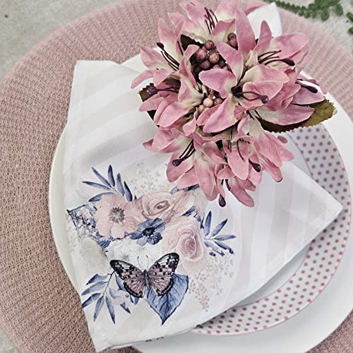 Maison Charlo Set of 4 Rose Pink Lilies Flower Celebration Napkin Rings