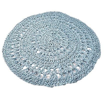 Charlo's Set of 4 Blue Sustainable Rustic Chic Round Placemats 16" x 16"