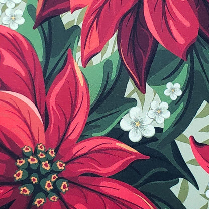 Set of 4 Placemats Bright Red Christmas Flower Cloth Waterproof 17" by 13" - Red