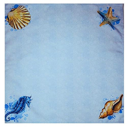 Charlo's Cloth Napkins Set of 4 Blue Seas 16" by 16" - Blue