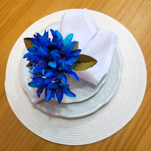 Maison Charlo Set of 4 Royal Blue Lilies Flower Celebration Napkin Rings