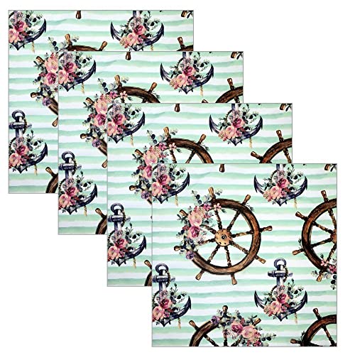 Charlo's Cloth Napkins Set of 4 Cancun Seas 16" by 16" Dining Table Decor, Reusable Napkins