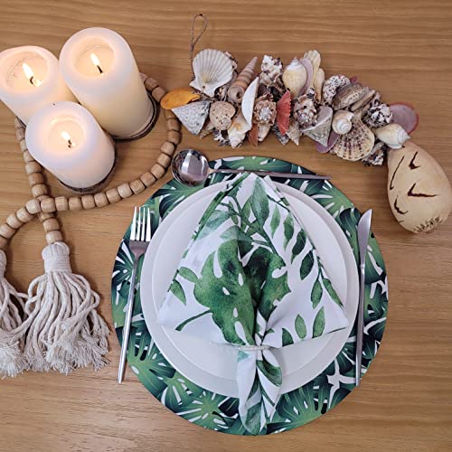 Set of 4 Round Placemats Covers Monstera Leaf Reply 14 Dia inch