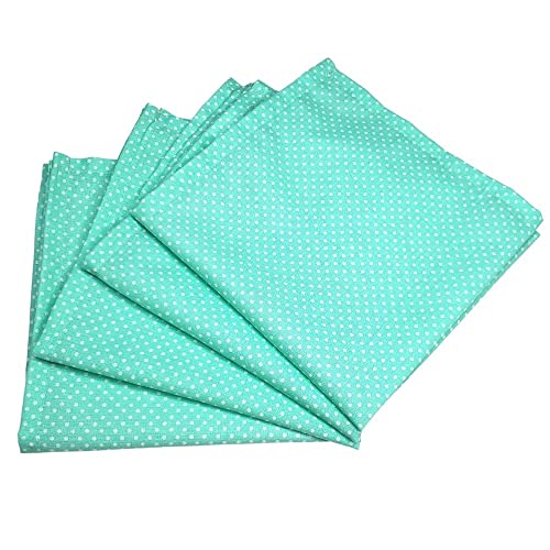 Charlo's Set of 4 Light Green Polka Dot 100% Cotton Cloth Napkins 15" by 15" Washable Reusable