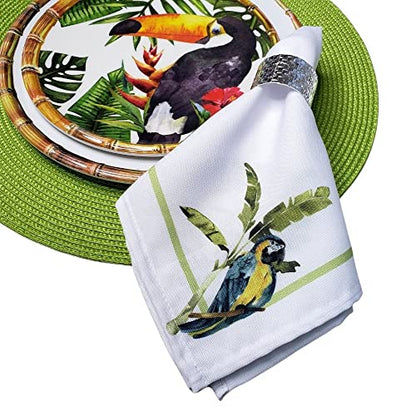 Charlo's Cloth Napkins Set of 4 Brazilian Parrot 16" by 16" - Green