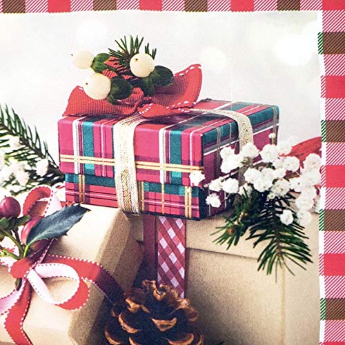 Set of 4 Placemats Christmas Gift Box Cloth Waterproof 17" by 13"  - Red